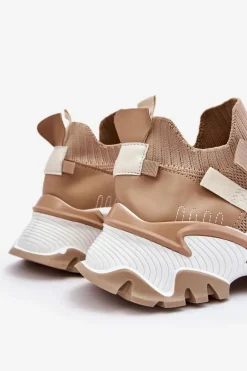 Damskie Sneakersy Skarpetkowe Wsuwane Ciemnobeżowe Keaton