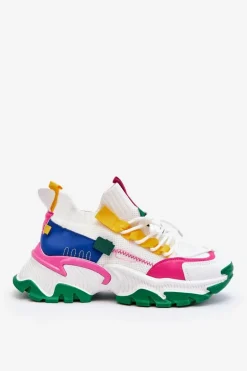 Damskie Sneakersy Skarpetkowe Wsuwane Biało-Zielone Keaton