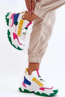 Damskie Sneakersy Skarpetkowe Wsuwane Biało-Zielone Keaton