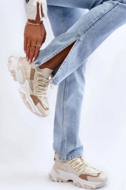 Damskie Sneakersy Skarpetkowe Wsuwane Beżowe Keaton