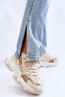 Damskie Sneakersy Skarpetkowe Wsuwane Beżowe Keaton