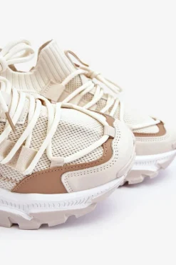 Damskie Sneakersy Skarpetkowe Wsuwane Beżowe Keaton