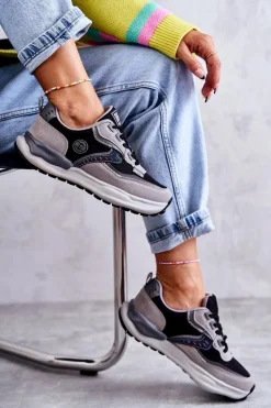 Damskie Sneakersy Sportowe Big Star KK274100 Czarno-Szare