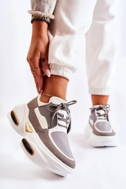 Damskie Sneakersy Sportowe Buty Biało-Szare New Horizon