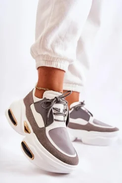 Damskie Sneakersy Sportowe Buty Biało-Szare New Horizon