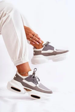 Damskie Sneakersy Sportowe Buty Biało-Szare New Horizon