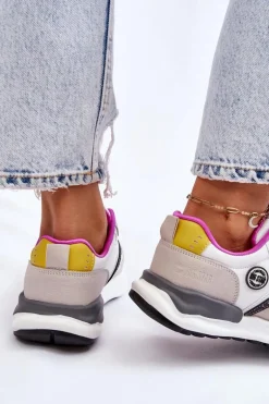 Damskie Sneakersy Sportowe Big Star KK274099 Biało-Beżowe