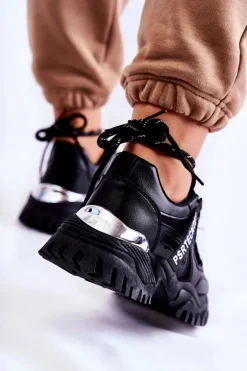 Damskie Sneakersy Sportowe Buty Czarne Sheron