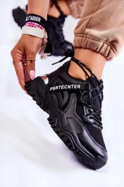 Damskie Sneakersy Sportowe Buty Czarne Sheron