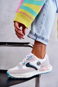 Damskie Sneakersy Sportowe Big Star KK274097 Biało-Różowe