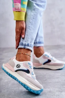 Damskie Sneakersy Sportowe Big Star KK274097 Biało-Różowe