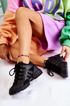 Damskie Sneakersy Sportowe Buty Czarne Azella