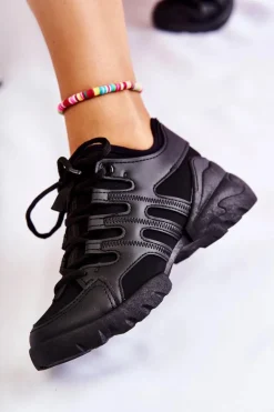 Damskie Sneakersy Sportowe Buty Czarne Azella