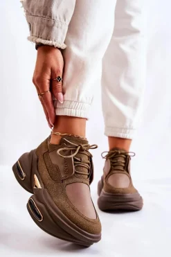 Damskie Sneakersy Sportowe Buty Khaki New Horizon