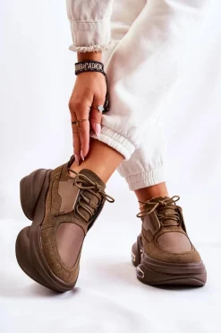 Damskie Sneakersy Sportowe Buty Khaki New Horizon