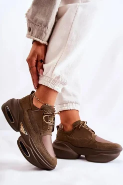 Damskie Sneakersy Sportowe Buty Khaki New Horizon