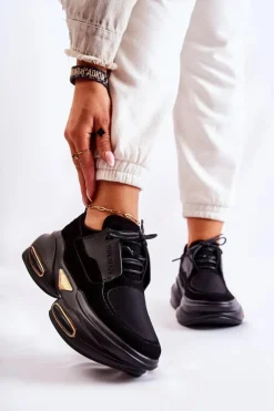 Damskie Sneakersy Sportowe Buty Czarne New Horizon