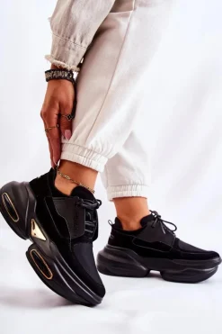 Damskie Sneakersy Sportowe Buty Czarne New Horizon