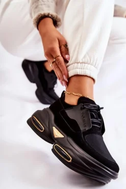 Damskie Sneakersy Sportowe Buty Czarne New Horizon