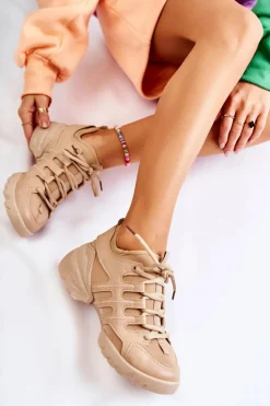 Damskie Sneakersy Sportowe Buty Beżowe Azella