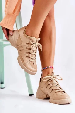 Damskie Sneakersy Sportowe Buty Beżowe Azella