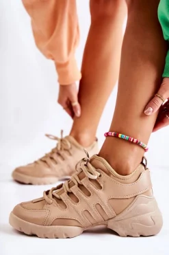 Damskie Sneakersy Sportowe Buty Beżowe Azella