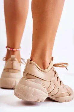 Damskie Sneakersy Sportowe Buty Beżowe Azella