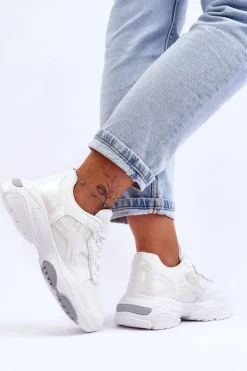 Damskie Sneakersy Sznurowane Białe Cortes