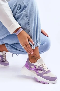 Damskie Sneakersy Sznurowane Fioletowe Cortes