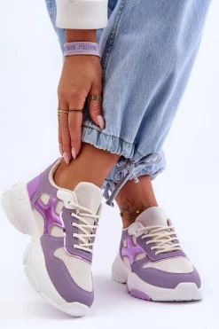 Damskie Sneakersy Sznurowane Fioletowe Cortes