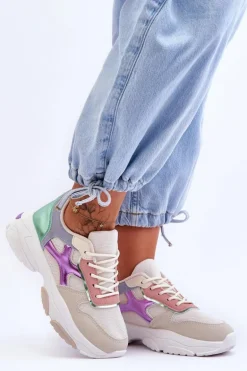 Damskie Sneakersy Sznurowane Beżowo-Zielone Cortes