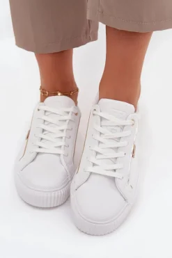 Damskie Sneakersy Z Eko Skóry Big Star SS274026 Biało-Złote