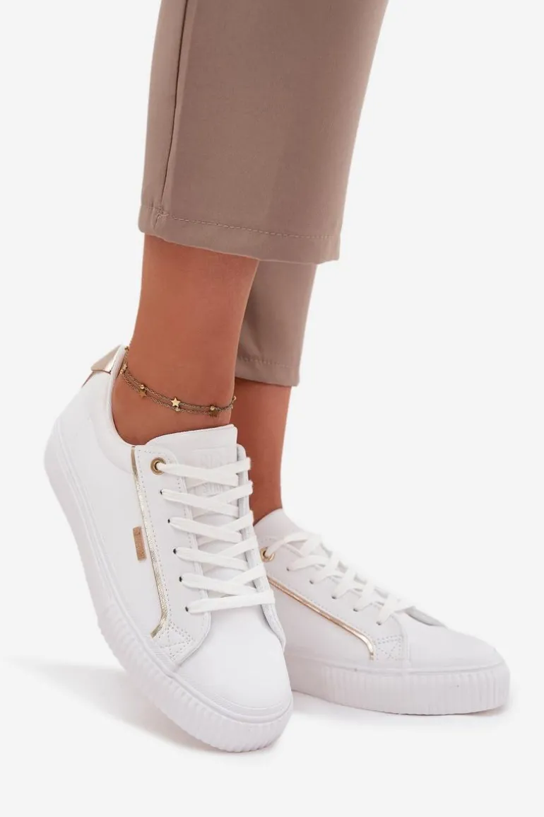 Damskie Sneakersy Z Eko Skóry Big Star SS274026 Biało-Złote