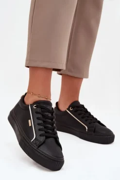 Damskie Sneakersy Z Eko Skóry Big Star SS274025 Czarno-Złote