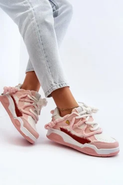 Damskie Sneakersy Z Grubym Sznurowaniem Różowe Miatora