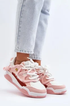 Damskie Sneakersy Z Grubym Sznurowaniem Różowe Miatora