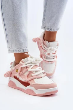 Damskie Sneakersy Z Grubym Sznurowaniem Różowe Miatora