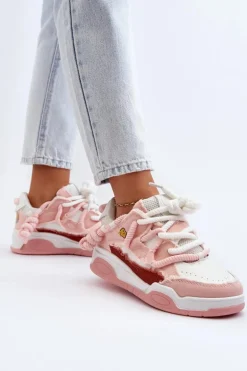 Damskie Sneakersy Z Grubym Sznurowaniem Różowe Miatora