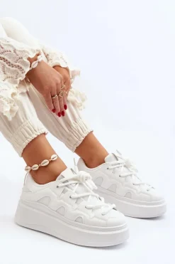 Damskie Sneakersy Z Grubym Sznurowaniem Białe Vinali