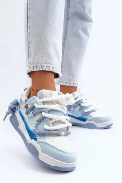 Damskie Sneakersy Z Grubym Sznurowaniem Niebieskie Miatora