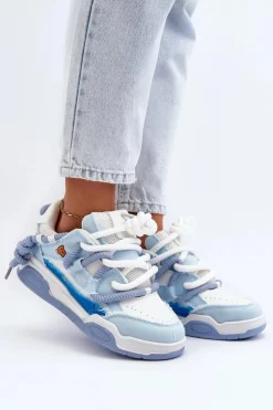 Damskie Sneakersy Z Grubym Sznurowaniem Niebieskie Miatora