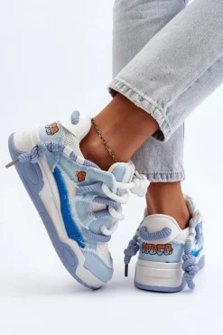 Damskie Sneakersy Z Grubym Sznurowaniem Niebieskie Miatora