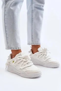 Damskie Sneakersy Z Grubym Sznurowaniem Białe Miatora