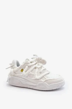 Damskie Sneakersy Z Grubym Sznurowaniem Białe Miatora