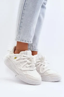 Damskie Sneakersy Z Grubym Sznurowaniem Białe Miatora