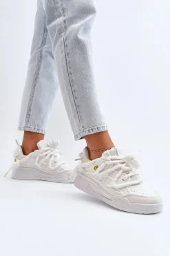 Damskie Sneakersy Z Grubym Sznurowaniem Białe Miatora