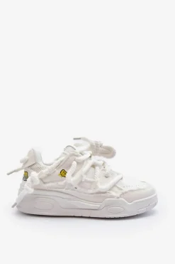 Damskie Sneakersy Z Grubym Sznurowaniem Białe Miatora