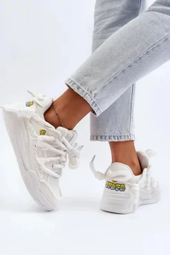 Damskie Sneakersy Z Grubym Sznurowaniem Białe Miatora