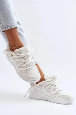 Damskie Sneakersy Z Grubym Sznurowaniem Białe Miatora