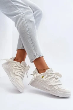 Damskie Sneakersy Z Grubym Sznurowaniem Białe Miatora